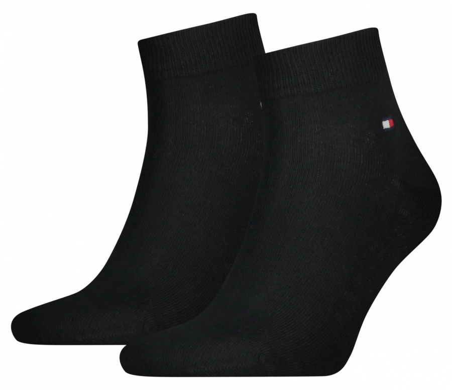 2 Paar Tommy Hilfiger Herren - Basic Baumwoll Quarter - Schwarz